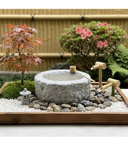 Amazon.co.jp: 信楽焼 耳付き水流れ 湧き水つくばい 電動つくばい