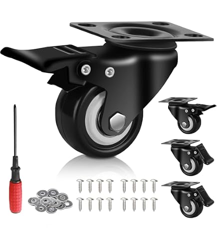 1.5-Inch Brake Rotating Casters | Heavy Duty Swivel Wheels With Locking Brake For Furniture & Equipment - View #5