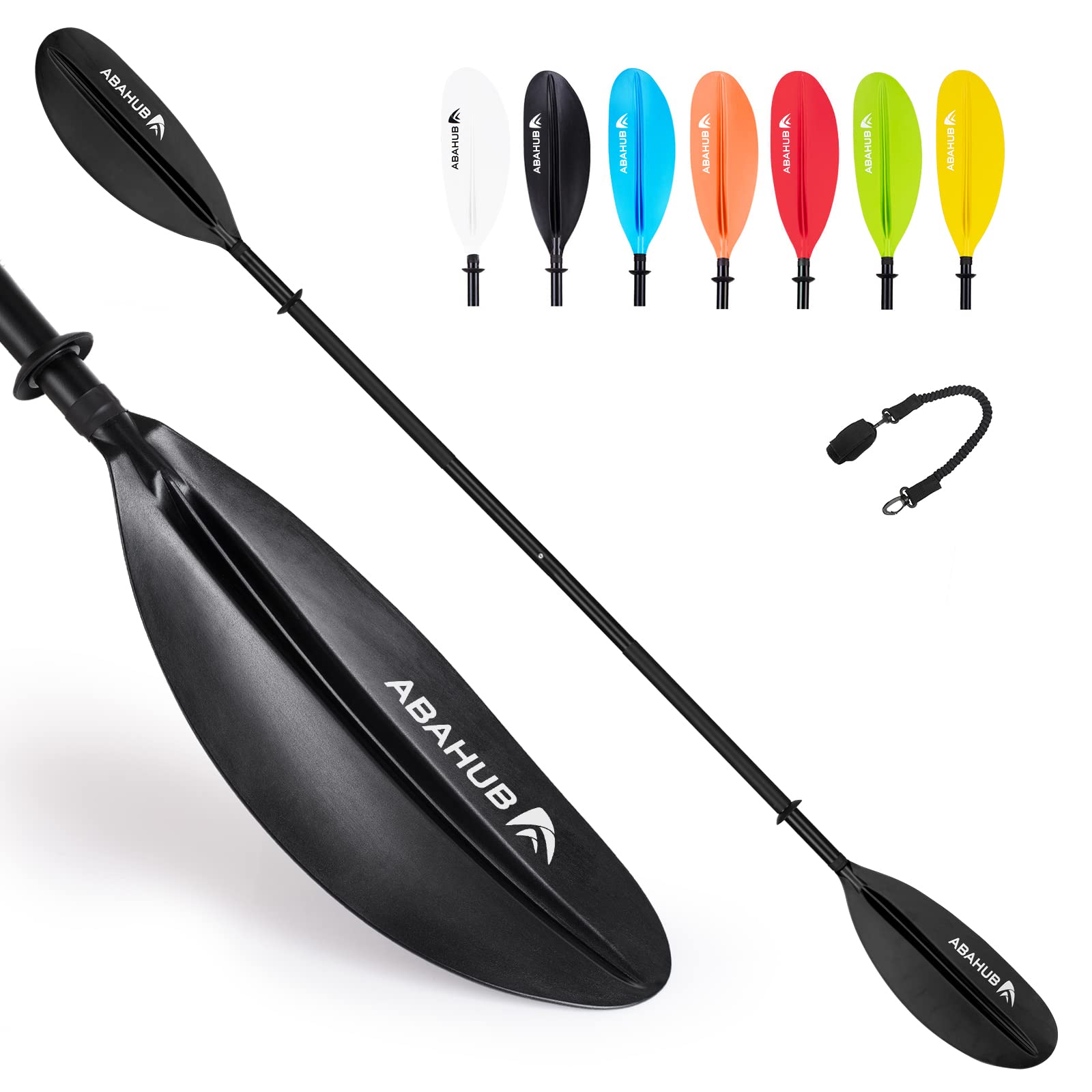 Abahub 218/230/241 cm Pagaia Kayak Alluminio Doppia Remi Kayak Paddle Pagaie da Kayak con Paddle Line per Kayak Barca a Remi Canoa Nero/Bianco/Rosso/Blu/Verde/Arancione/Giallo - 1