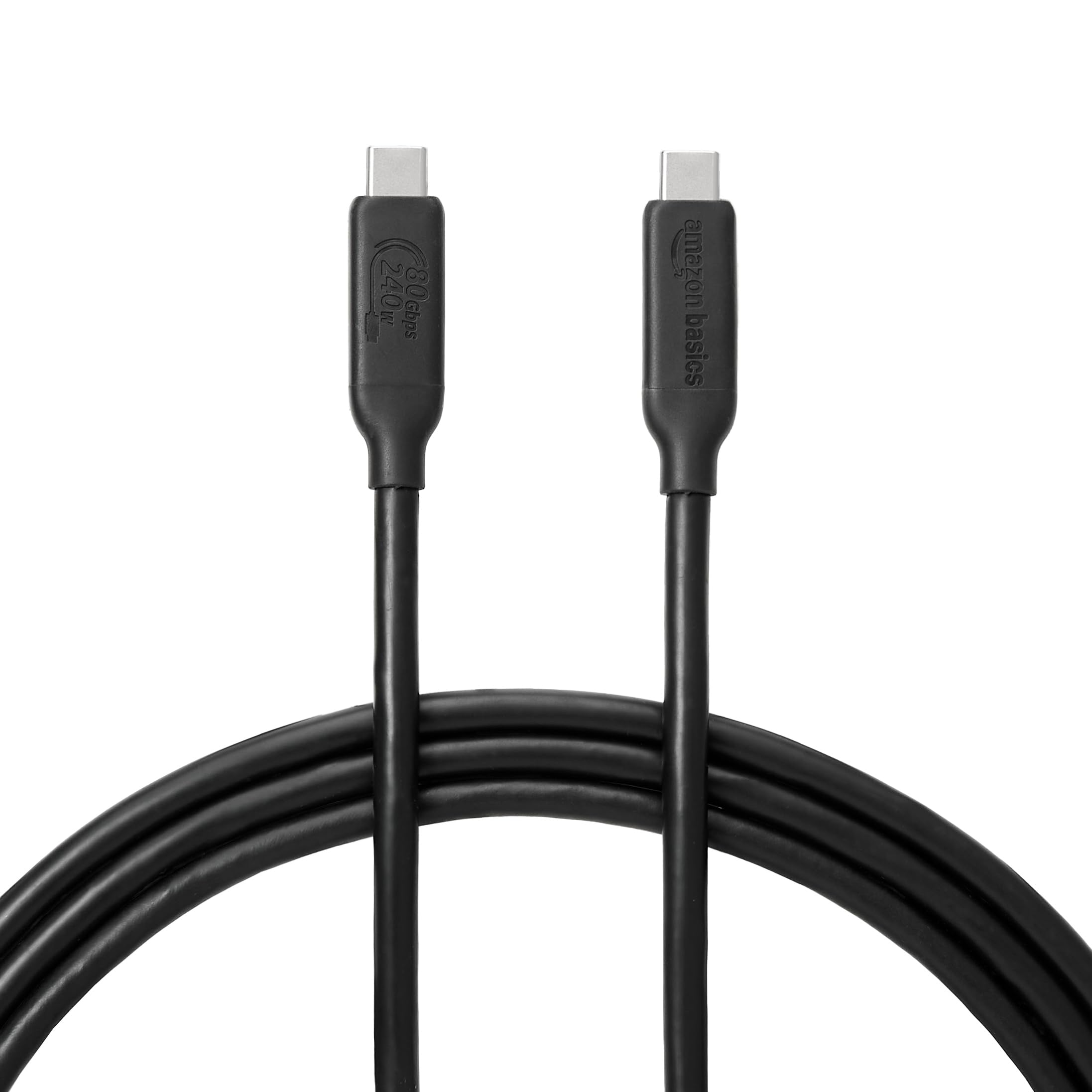 Amazonベーシック USB4 C to C高速充電ケーブル 80Gbps 8K/16Kビデオ対応 240W 1.5m ブラック