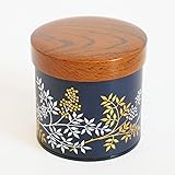 茶筒 茶缶 日本製【オシャレ で 映える茶筒/容量 150g 】南天茶筒 可愛い キャニスター ステンレス 茶葉 お茶 緑茶 紅茶 きつさこ (紺)