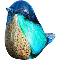 ガラス製 鳥の置物 青と緑のグラデーション NISHIKI硝子ー青い鳥ー | ガラス工房マル glassmaru