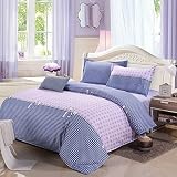 Vaulia 250 Thread Count 100% Cotton Kids Duvet Cover Set, Plaid Pattern Pink and Blue Reversible Des