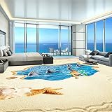 lhdlily通路リビングルームホームフローリングPainting Love海ビーチ床Dolphinマーメイド自己粘着PVC壁紙壁画 LHDLily-561616981-15483