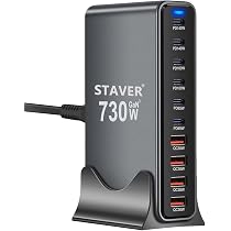 Amazon | 730W 充電器 GaNFastⅢ 10ポート 2*単口140W 1.5m電源