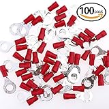 Glarks 100pcs 22-16 Gauge M6 Ring Electrical Insulated Quick Splice Crimp Terminals Connectors [並行輸入