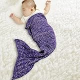 genmineマーメイドテールBlanketかぎ針編みニットマーメイドBlanket for Baby Swaddling Sleepingバッグ、ベビーフォト写真用ソフトand Warm for a