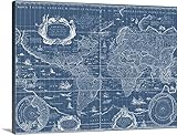 Willem ( 1571 – 1638 ) Blaeuプレミアムシックラップキャンバス壁アート印刷題名青写真世界マップ 40" x 30" 2420154_24_40x30_none