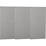 壁コントロール工業メタルペグボード – グレー、3つ16 x 32インチパネル、モデル# 35-p-3248gy