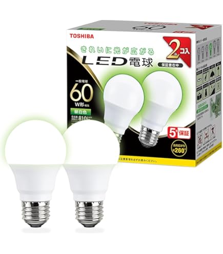 Amazon | TOSHIBA(東芝) LED電球 80W相当 全方向 昼光色 E26口金 1P