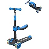 キックスクーター 子供用 RideVOLO キックボード 2way三輪車 三段階高さ調整 62/74/81cm 光るLEDタイヤ 折り畳み式 シート高さ調節可能 方向変換 耐荷重50kg アウトドアに適用 おもちゃ 安定 ギフトに最適 ブラック