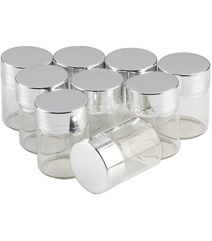 Amazon｜15ml透明なガラス瓶は银色のアルミ蓋、銀色のアルミキャップ
