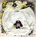 East Carolina PiratesベビーおむつカバーとShabby弓ヘッドバンドギフトセット 6 - 12 Months ECU-1920-612