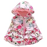 ベビー中綿コート キッズ綿ジャケットガールズ ブルゾンコート キュート女の子 ダウンアウターウエア フワフワフード付き 可愛い子供服 お姫様 オシャレ花柄 中長丈 長袖 冬 暖かい 厚手 保温 軽量 