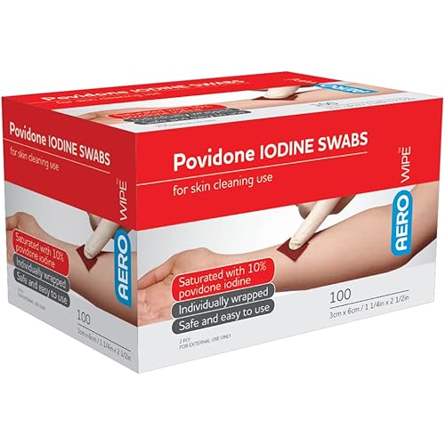 AeroWipe Povidone Iodine Swabs 60 x 33mm, Box of 100