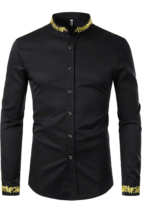 ZEROYAA Mens Hipster Mandarin Collar 