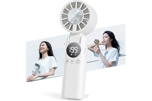 HAGOOGI ハンディファン 冷却プレート 【瞬間冷却-28℃＆極静音設計】 手持ち扇風機 199段階風量調整 強力 6000mAh大容量 最大16H稼働 静音 20dB 携帯扇風機 卓上/首掛け/手持ち/冷却 4Way 折り畳み式 LEDディスプレイ 小型 軽量 熱中症対策 持ち運び便利 アウトドア プレゼント (ホワイト)