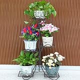 ヨーロッパスタイルの鉄アートフラワーラック、屋内と屋外の多層防錆の花鍋ラック (色 : Bronze-B)