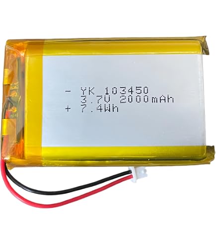 Amazon | 充電式電池 103450 3.7Vリチウムポリマー電池2000mAh Li-PO