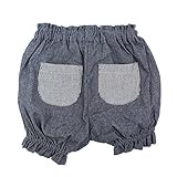 ブルマ　ベビー かぼちゃパンツ ポケット フリフリ かぼちゃ ショートパンツ 短パン 赤ちゃん ベビー 大人気 綿100％ バルーンパンツ ポケット 子供服 4color (ダンガリー)