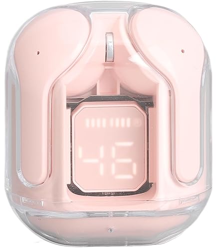 Amazon.co.jp: ワイヤレスイヤホン、ピンク、充電ケース付き