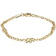 Barzel 18K Gold Plated Flat Marina Elephant Anklet For Women- Made In Brazil, 10 Inches, Brass, Cubic Zirconia