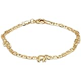 Barzel 18K Gold Plated Flat Marina Elephant Anklet For Women- Made In Brazil, 10 Inches, Brass, Cubic Zirconia