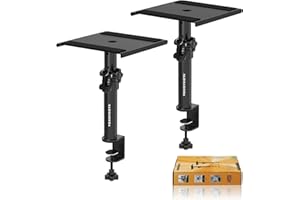 Vondynote Set of 2 Desktop Clamp Speaker Stands Short Studio Monitor Stands Height Adjustable