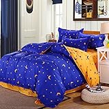 uxcell? Moon Stars Duvet Cover Pillowcase Quilt Cover Bedding Set King Blue [並行輸入品]