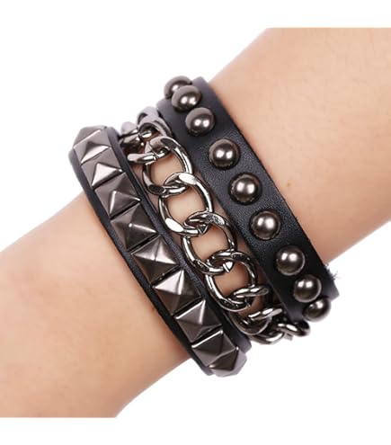 リベットバングル Amazon.co.jp: レザー スタッズ パンク ブレスレット スタッズ