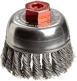 Weiler Wire Cup Brush, Threaded Hole, Steel, Partial Twist Knotted, Single Row, 2-3/4 Diameter, 0.02