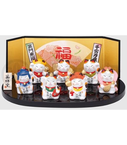 Amazon.co.jp: 薬師窯(yakushigama) 錦彩七福神招き猫(8.5号) 【7576