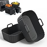 PINTAUR Silicone Air Fryer Liners 2 Pack for Ninja Foodi Dual Zone AF400ANZ AF300ANZ, Instant Pot Vortex Plus for 7.6L 8L 9.5