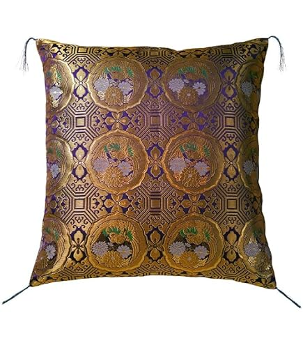 Amazon｜田辺織物 座布団カバー 十六菊 紫色 銘仙判 55×59 金襴 法要