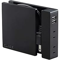エスエスエス(SSS) キュービー (CUsBE) 巻取り式テーブルタップ SSS-01B パールブラック テレワーク デスクワーク スマホ充電用延長コード テレワークライト YouTube撮影用ライトに適用/WEB会議/USBコンセント/タブレット