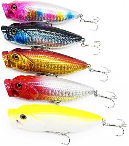 Amazon.co.jp: 7cm/9.4g トップウォーター浮きポッパールアー5色セット