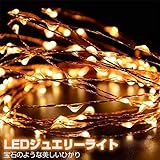 LEDジュエリーライト 100球10m ホワイト LEDイルミネーション ACアダプター付き 飾り 電飾 クリスマスライト 結婚式 パーティー ガーデン 電球色