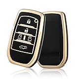 OFF WE GO トヨタ スマートキーケース 5ボタン 適合 アルファード ヴェルファイア 40系 新型 VOXY NOAH 90系 キーケース ノア 90系 キーホルダー ヴォクシー 90系 シエンタ キーカバー TPU 素材 軽量 落ちにく 傷 防止 - ブラックゴールド