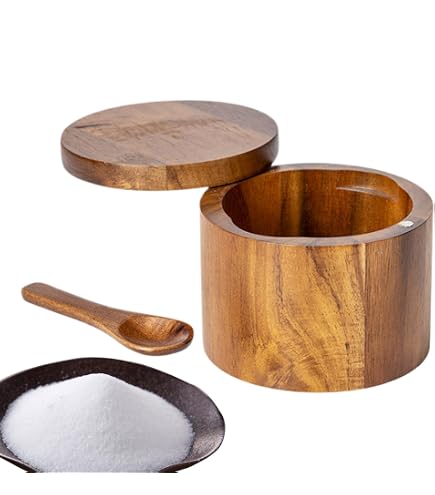Amazon | 大理石塩セラー 蓋とスプーン付き 塩入れと塩入れ | キッチン