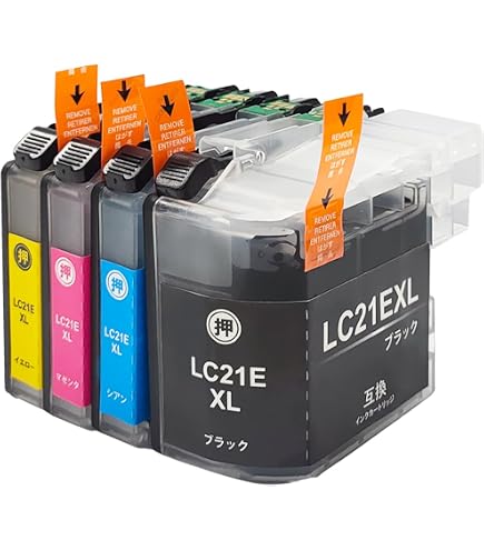 Amazon.co.jp: ブラザー LC21E プリンターインク 4色セット 互換