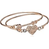 GUESS Women's Duo Tension Bangle Set with Heart and Arrow