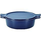 Pearl Metal L-1987 Pot, 5.9 inches (15 cm), Shallow Type, Oven Safe, Microwave Safe, Recipe Included, Navy