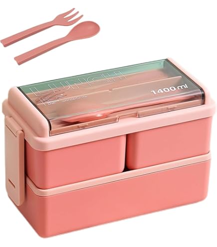 Amazon | 【竹繊維製】おしゃれな二段式弁当箱 1200ml｜電子レンジ対応