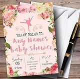 ピンクローズバレリーナバレエInvitationsベビーシャワー招待状 80 Invitations