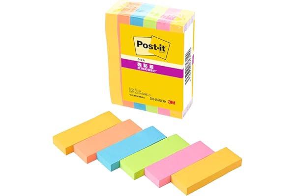 【Amazon.co.jp限定】 ポストイット 強粘着 付箋 ふせん ネオンカラー 75×25mm 90枚×6パッド 500-6SSAN-AM