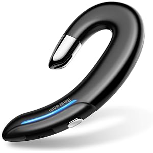 【Bluetooth 5.1 耳掛け式】 Bluetooth イヤホン 片耳 左右耳兼用 自動ペアリング 超軽量 IPX7防水規格 bluetooth ヘッドセット 高音質 ノイズキャンセリング マイク内蔵 Siri対応 通学 車用 会議 ワイヤレス イヤホン スポーツ 日本語説明書 iPhone/Android適用 Bearoam (ブラック)