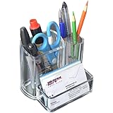 デスクオーガナイザー ペン立て ペンスタンド 文具ケース 卓上収納 クリア おしゃれ 高級感 小物入れ 多機能 プラスチック製 (A)