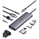 UGREEN 10-in-1 USB C ハブ 【2023新版】4K HDMI& VGA出力 USBハブ 3xUSB3.0 ハブ 100W PD急速充電 1Gbps イーサネット 3.5mmオーディオポート付き SD/MicroSDカードリーダー搭載