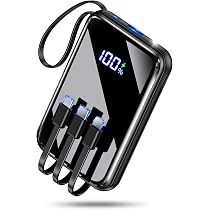 Amazon | モバイルバッテリー 大容量【超小型サイズ・4本ケーブル内蔵