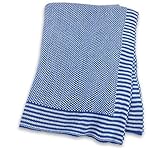 Bambino Land Knit Receiving Blanket - Blue & Light Blue 40 x 44 - organic cotton [並行輸入品]
